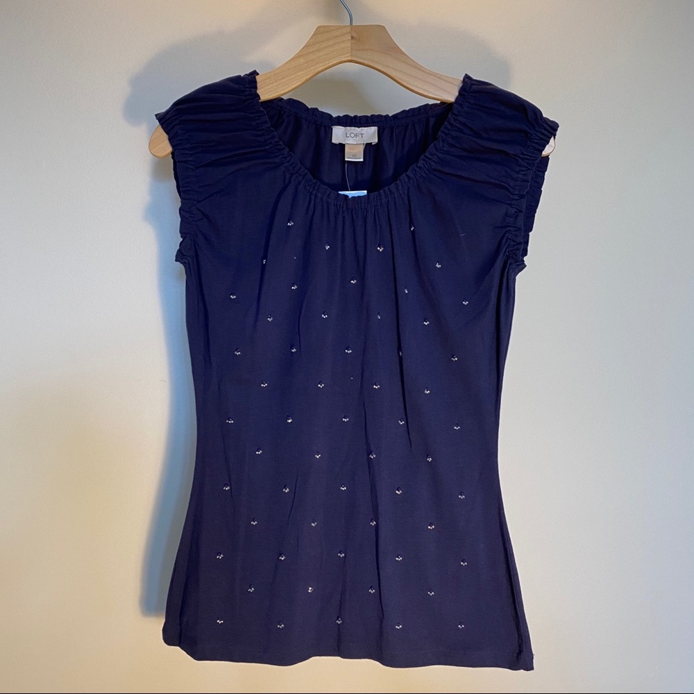 NWT Loft Factory blue XS bead sleeveless tank top